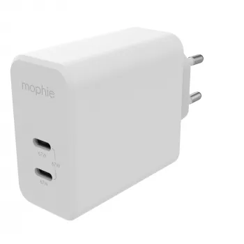 mophie Accessories-Wall Adapter-USB-C-PD-DUAL-67W-GAN-Baltas-EU (2xUSBC)