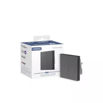 AQARA Smart Wall Switch H1 EU (Be neutralo, dvigubas klavišas) (WS-EUK02-G), pilkas - Zigbee sieninis jungiklis su dviguba rele
