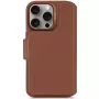 Decoded odinis nuimamas piniginės dėklas telefonui iPhone 16 Pro — rudas, natūrali oda, mikropluoštas, 6,3 colio ekranas, 3 kortelių kišenės