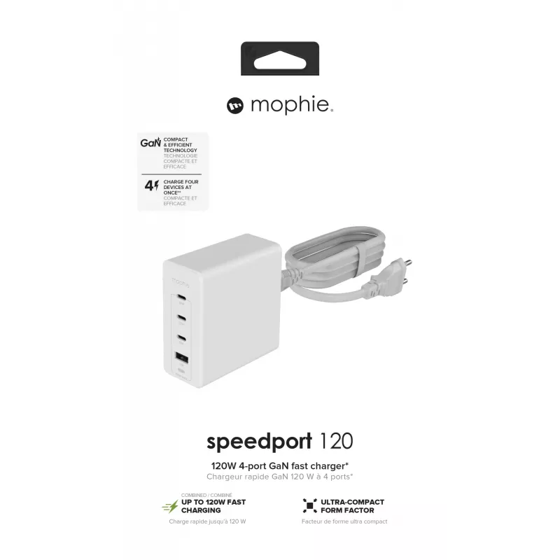 mophie Accessories-Sieninis adapteris-USB-C-PD-HUB-120W-GAN-Balta-EU(3xUSBC + 1xUSBA)
