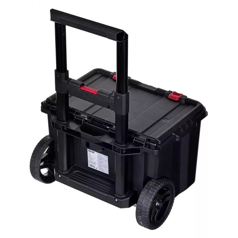 Sukraunami sandėliavimo dėžės Keter 250927 — 3 sukraunamų technopolimero organizatorių rinkinys su ratukais ir užraktu, 525×694×411 mm, juodos