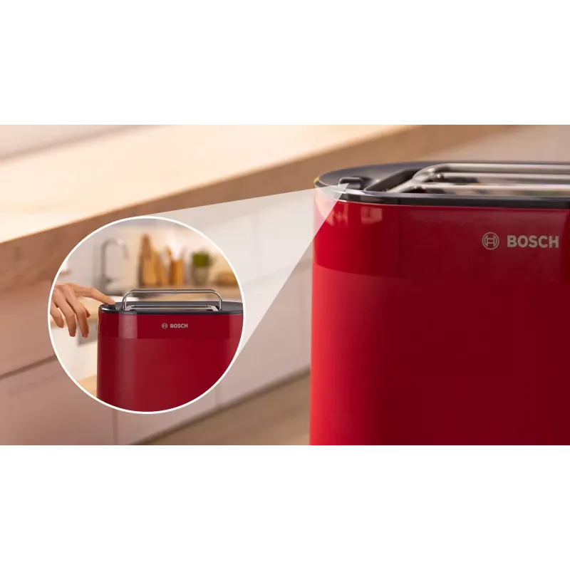Skrudintuvas Bosch TAT2M124 — 2 riekių 950 W, raudonas, duonos centravimas, atšildymas, pakėlimas