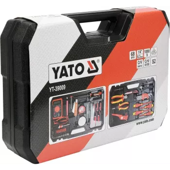 Mechanikos įrankių rinkinys Yato YT-39009 — 68 dalių komplektas, 1/4 colio pavara, juodas dėklas