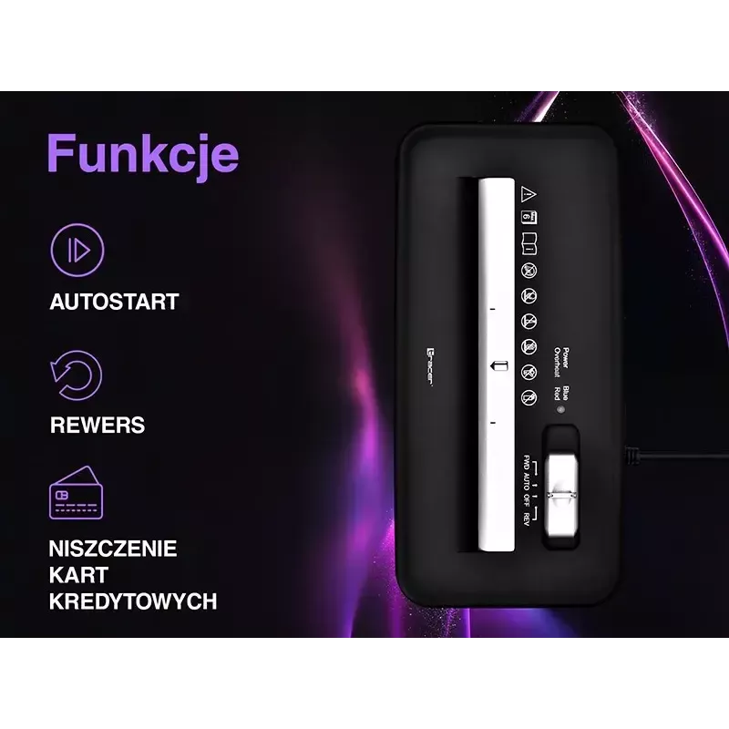 Smulkintuvas TRACER Edge10L kryžminis pjovimas, 10 lapų talpa, 6 mm pjūvis, 10 l dėžė, juodas