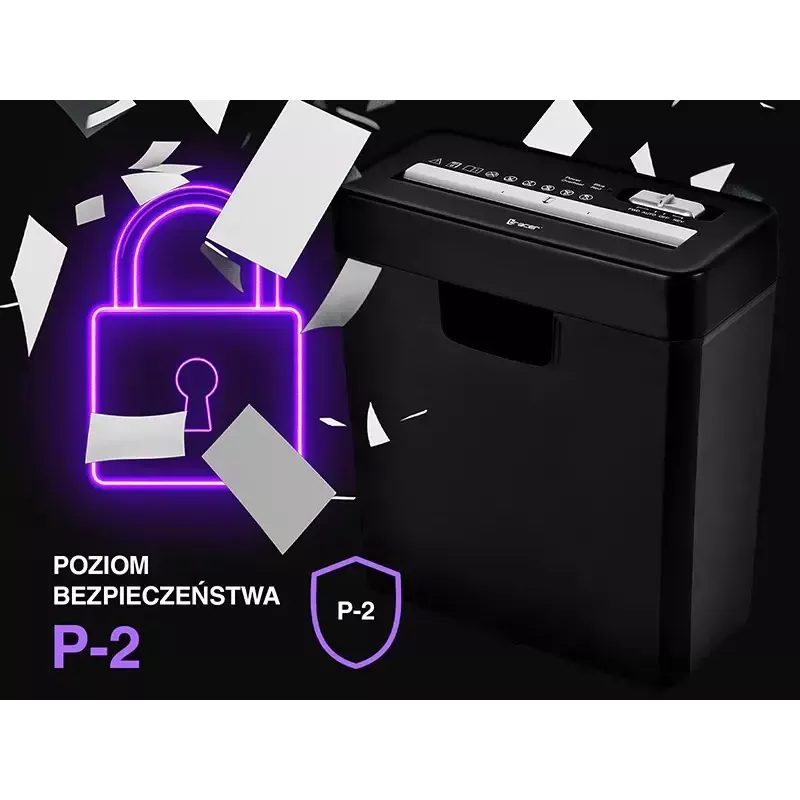 Smulkintuvas TRACER Edge10L kryžminis pjovimas, 10 lapų talpa, 6 mm pjūvis, 10 l dėžė, juodas