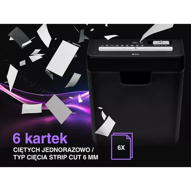 Smulkintuvas TRACER Edge10L kryžminis pjovimas, 10 lapų talpa, 6 mm pjūvis, 10 l dėžė, juodas