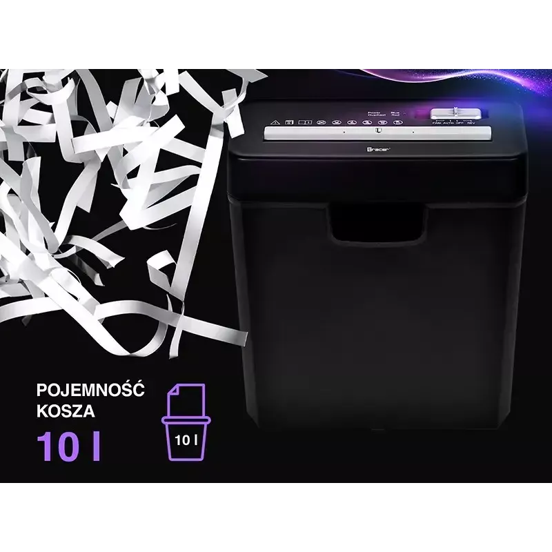 Smulkintuvas TRACER Edge10L kryžminis pjovimas, 10 lapų talpa, 6 mm pjūvis, 10 l dėžė, juodas