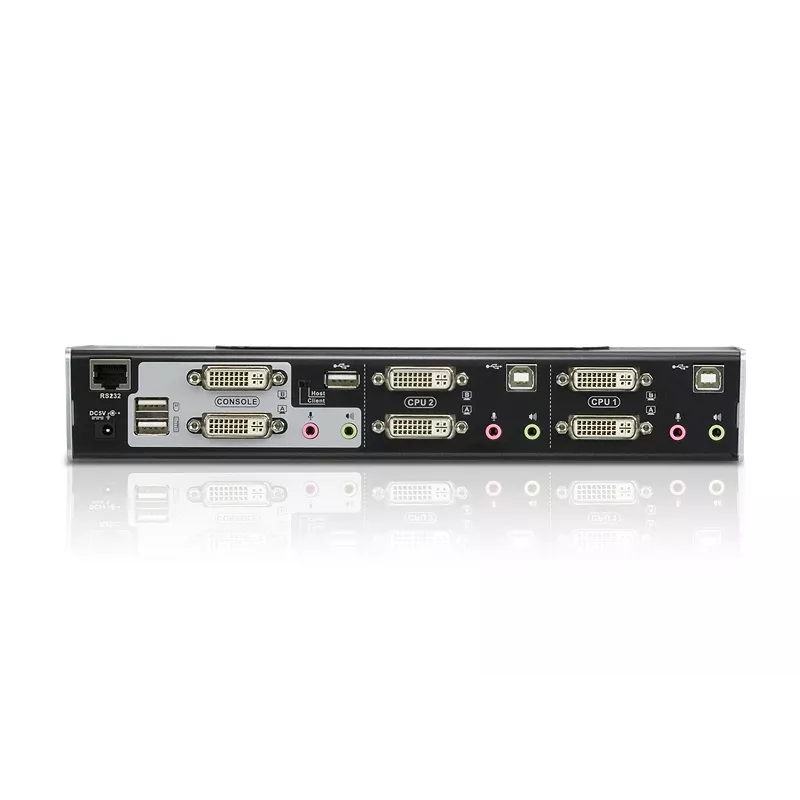 ATEN 2 prievadų USB DVI dviejų ekranų KVM komutatorius su garsu ir USB 2.0 šakotuvu (komplekte KVM laidai)
