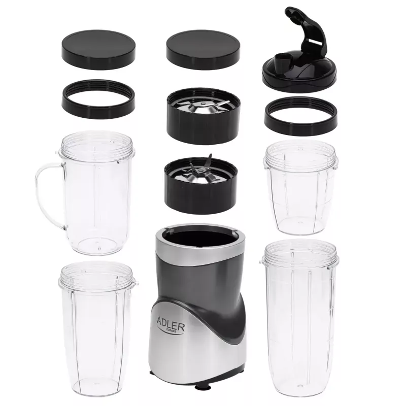 Stalinis trintuvas Adler AD 4084 Smoothie rinkinys – 500 W (maks. 1200 W), 0,7 L stiklinis indas, nuimamas dubuo, juoda