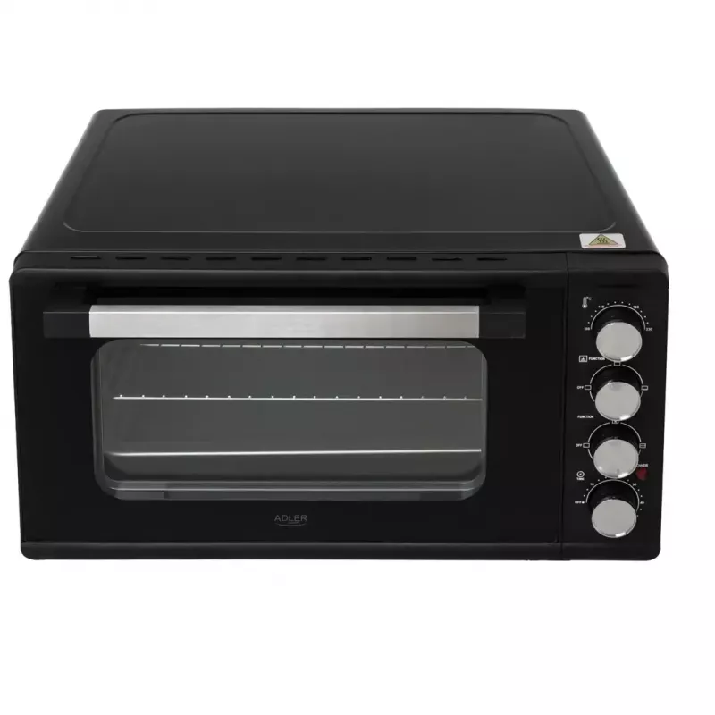 Mini krosnelė Adler AD 6030 — 30 L / 1500 W, mechaninis laikmatis, grilis su sukama ietimi, 230°C, pastatoma, juoda