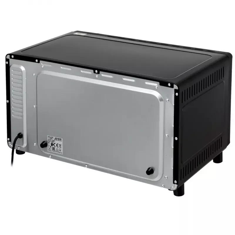 Mini krosnelė Adler AD 6030 — 30 L / 1500 W, mechaninis laikmatis, grilis su sukama ietimi, 230°C, pastatoma, juoda