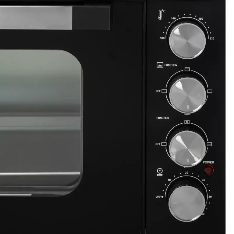 Mini krosnelė Adler AD 6030 — 30 L / 1500 W, mechaninis laikmatis, grilis su sukama ietimi, 230°C, pastatoma, juoda