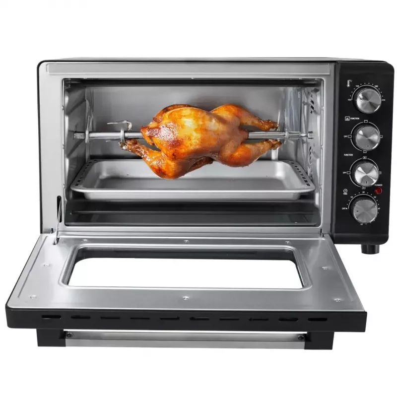 Mini krosnelė Adler AD 6030 — 30 L / 1500 W, mechaninis laikmatis, grilis su sukama ietimi, 230°C, pastatoma, juoda