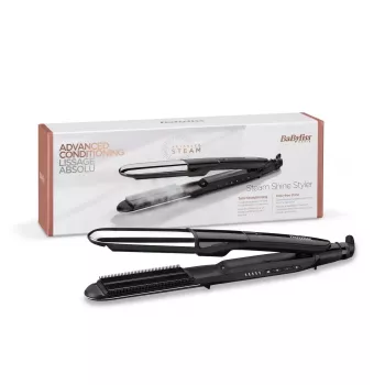 Tiesintuvas BABYLISS ST496E — garo rūko formuotojas, platūs keraminiai padai 39×100 mm, 150–230°C, 67W, 2,5 m besisukantis laidas