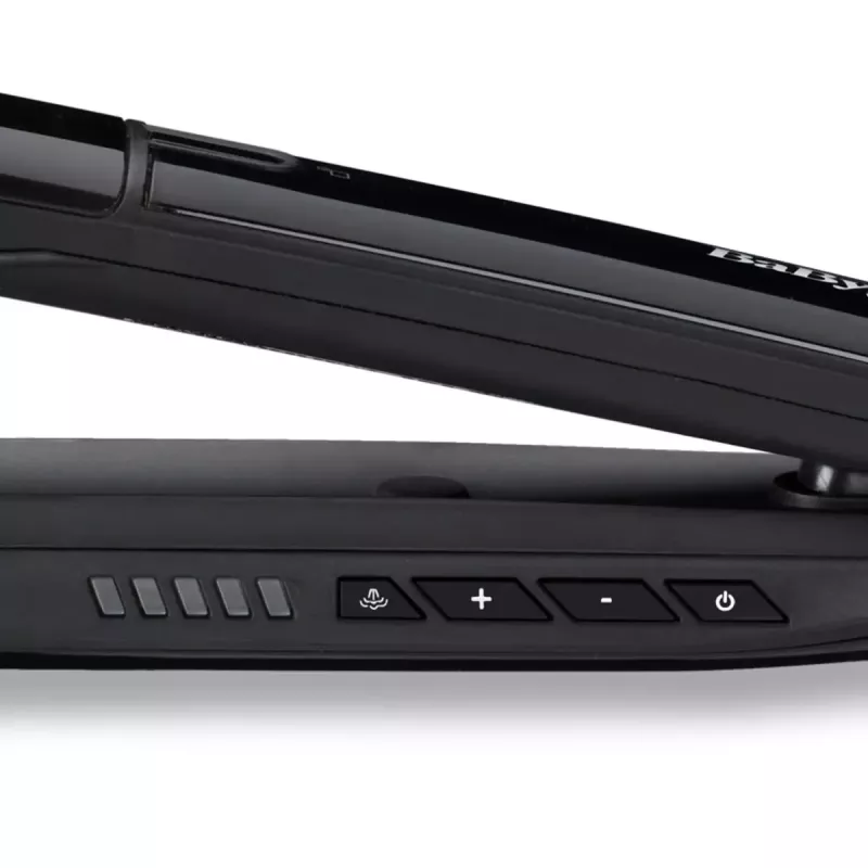 Tiesintuvas BABYLISS ST496E — garo rūko formuotojas, platūs keraminiai padai 39×100 mm, 150–230°C, 67W, 2,5 m besisukantis laidas