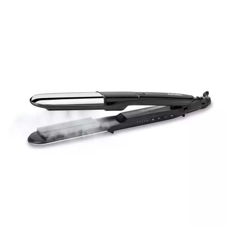 Tiesintuvas BABYLISS ST496E — garo rūko formuotojas, platūs keraminiai padai 39×100 mm, 150–230°C, 67W, 2,5 m besisukantis laidas