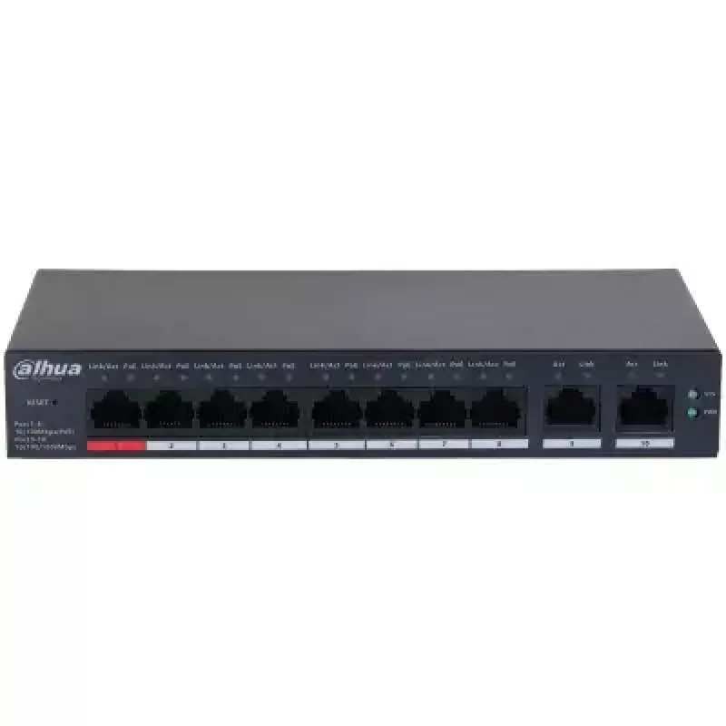 Dahua Technology DH-CS4010-8ET-110 tinklo komutatorius Valdomas L2 Fast Ethernet (10/100) Power over Ethernet (PoE) Juodas