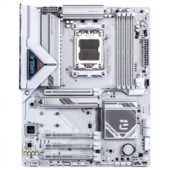 GIGABYTE B850 EAGLE ICE pagrindinė plokštė – AMD Ryzen 9000 serijos procesoriams, 8+2+2 fazių skaitmeninis VRM, iki 8200MHz DDR5 (O.C), 1xPCIe 5.0 + 2xPCIe 4.0 M.2, 2.5 GbE LAN, USB 3.2 Gen 2