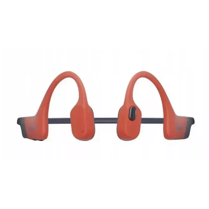 Kaulinio laidumo ausinės Shokz OpenSwim Pro — binaurinės, IP68 atsparios vandeniui, Bluetooth 5.2, iki 9 val. veikimo, ausų kabliukai, raudonos