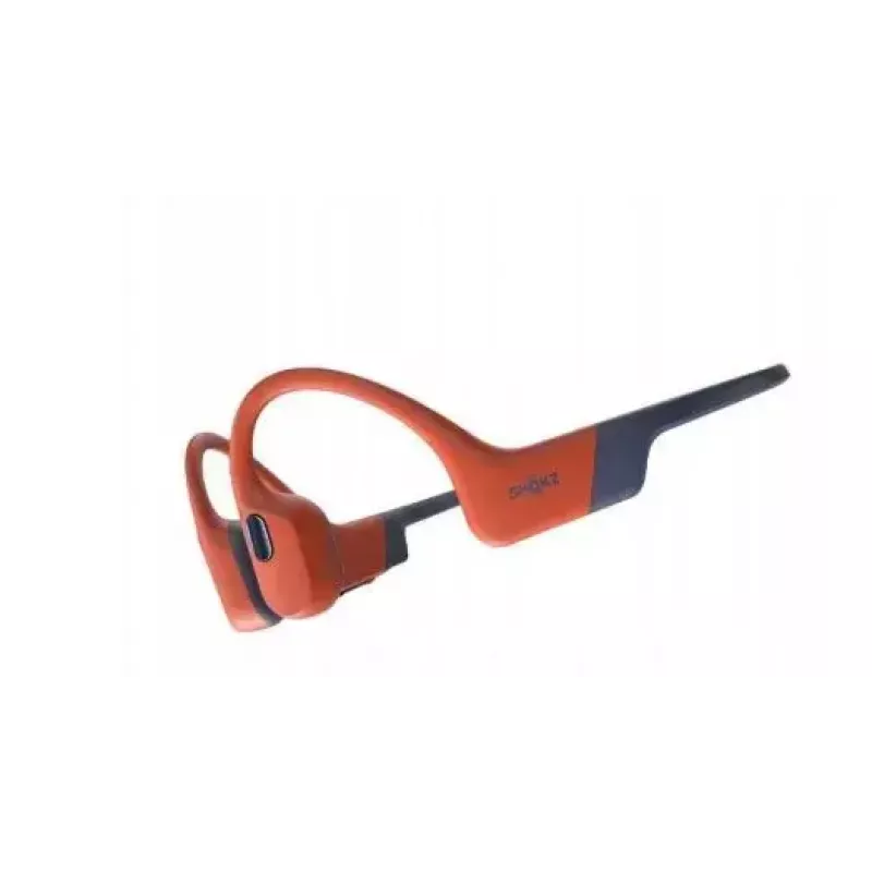 Kaulinio laidumo ausinės Shokz OpenSwim Pro — binaurinės, IP68 atsparios vandeniui, Bluetooth 5.2, iki 9 val. veikimo, ausų kabliukai, raudonos