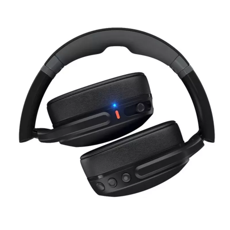 Ausinės Skullcandy Crusher Evo — belaidės ir laidinės antausinės ausinės, Bluetooth 5.0, 40 val. baterija, USB-C, 3,5 mm, sulankstomos, juodos