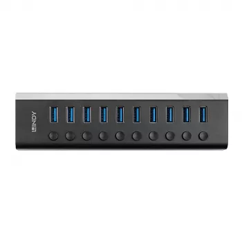 Lindy 10 prievadų USB 3.0 šakotuvas su įjungimo/išjungimo jungikliais