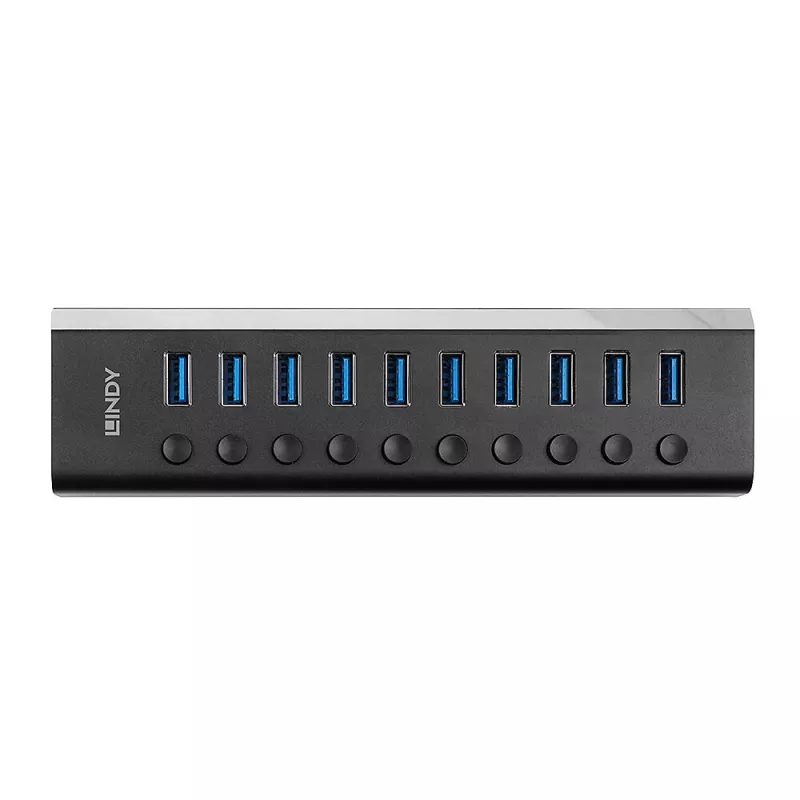 Lindy 10 prievadų USB 3.0 šakotuvas su įjungimo/išjungimo jungikliais