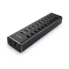Lindy 10 prievadų USB 3.0 šakotuvas su įjungimo/išjungimo jungikliais