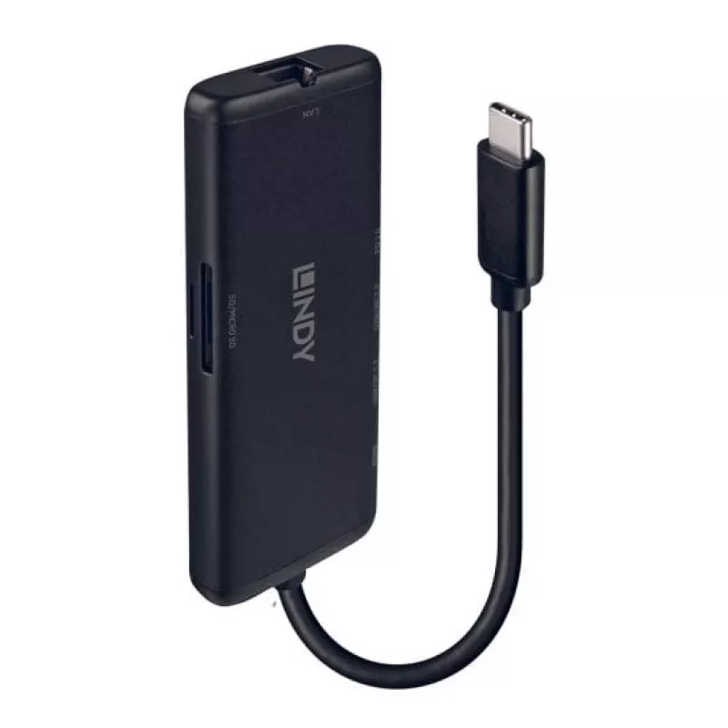 Lindy DST-Mini USB-C nešiojamojo kompiuterio mini dokinė stotelė su 4K palaikymu ir 100 W pralaidžiu įkrovimu