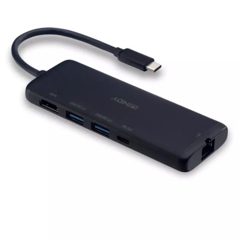 Lindy DST-Mini USB-C nešiojamojo kompiuterio mini dokinė stotelė su 4K palaikymu ir 100 W pralaidžiu įkrovimu
