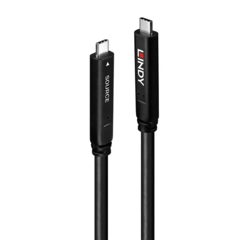 Lindy 10m USB 3.2 Gen 1 ir DP 1.4 Type C hibridinis kabelis, 10 m, USB C, USB C, USB 3.2 Gen 1 (3.1 Gen 1), juoda