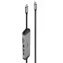 Lindy DST-Micro 140, USB-C nešiojamojo kompiuterio mikro prijungimo stotelė su 4K palaikymu ir 1,4 m 60 W įkrovimo kabeliu