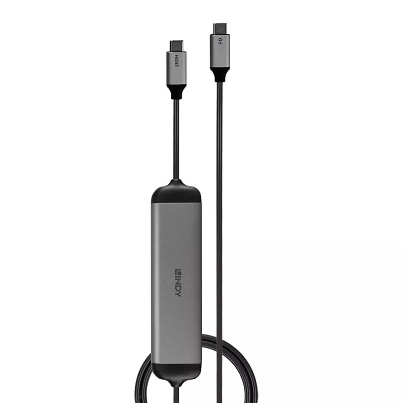 Lindy DST-Micro 140, USB-C nešiojamojo kompiuterio mikro prijungimo stotelė su 4K palaikymu ir 1,4 m 60 W įkrovimo kabeliu