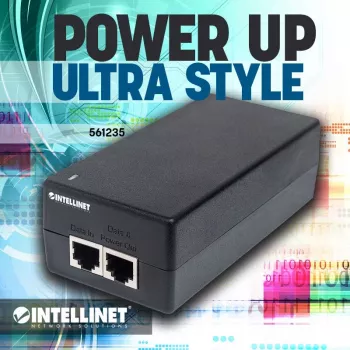 Intellinet Gigabit Ultra PoE+ Injectorius, 1 x 60 W prievadas, atitinka IEEE 802.3bt ir IEEE 802.3at/af, plastikinis korpusas