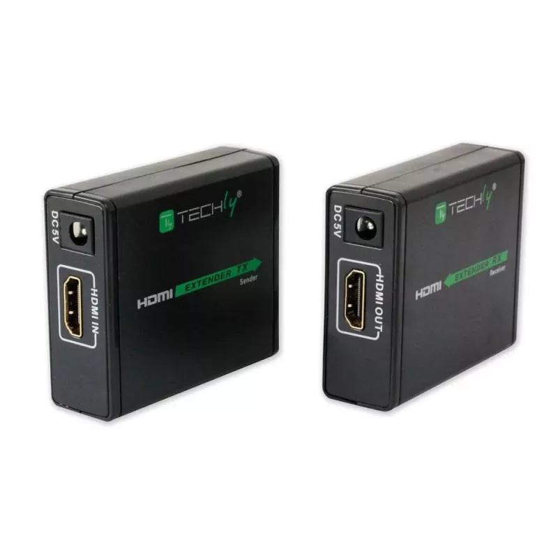AV siųstuvas ir imtuvas TECHLY IDATA EXT-E70 — HDMI ilgintuvas per Cat6/6a/7 kabelį, Full HD 1920x1080, 60 m, 10,2 Gbit/s, HDCP, juodas