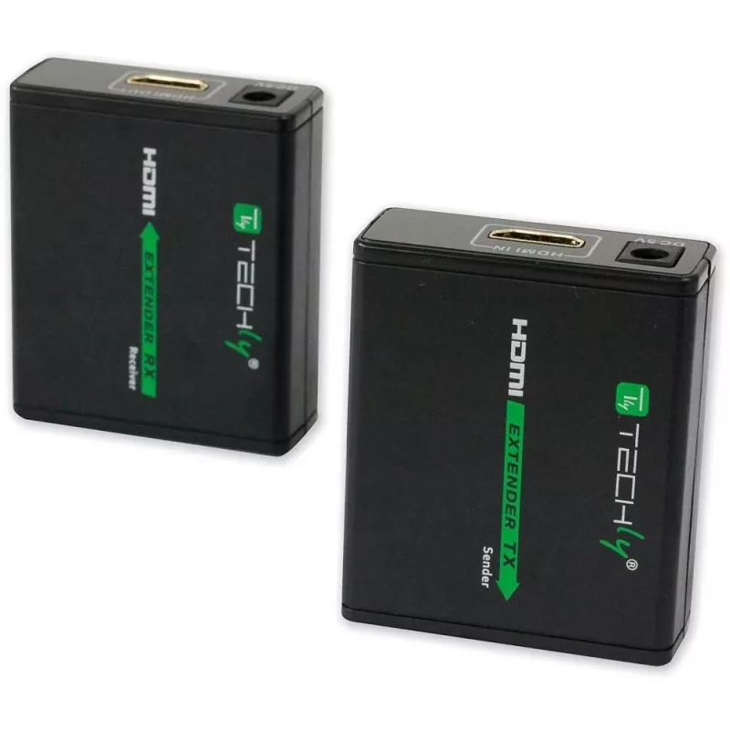 AV siųstuvas ir imtuvas TECHLY IDATA EXT-E70 — HDMI ilgintuvas per Cat6/6a/7 kabelį, Full HD 1920x1080, 60 m, 10,2 Gbit/s, HDCP, juodas