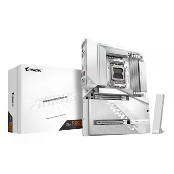 GIGABYTE B850 AORUS STEALTH ICE ATX pagrindinė plokštė, skirta AMD Socket AM5 — B850, 14+2+2 VRM, DDR5 iki 8200MHz (OC), 2×PCIe5, 2×PCIe4 M.2, Wi‑Fi 7, 5GbE