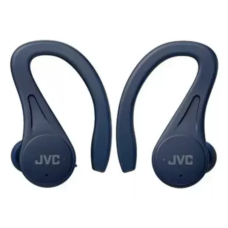 Į ausis įdedamos ausinės JVC HA-EC25TAU — True Wireless, Bluetooth 5.1, IPX5, ausies kabliukas, 6 mm tvarkyklės, 30 val. su dėklu, mėlynos