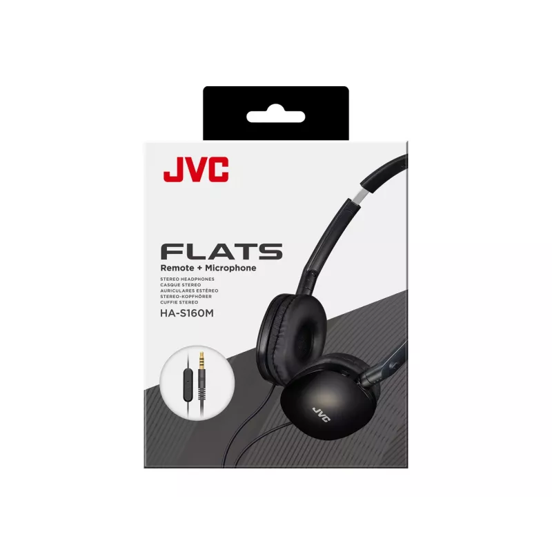 JVC HA-S160M ausinės, binaurinės, laidinės, 3,5 mm, 1,2 m kabelis, neodiminiai 30 mm garsiakalbiai, 12–24000 Hz, 32 Ω, juodos