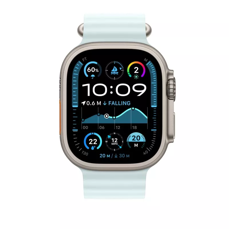 APPLE 49 mm Ice Mėlyna Ocean Band prailginimas - natūralios titano apdailos