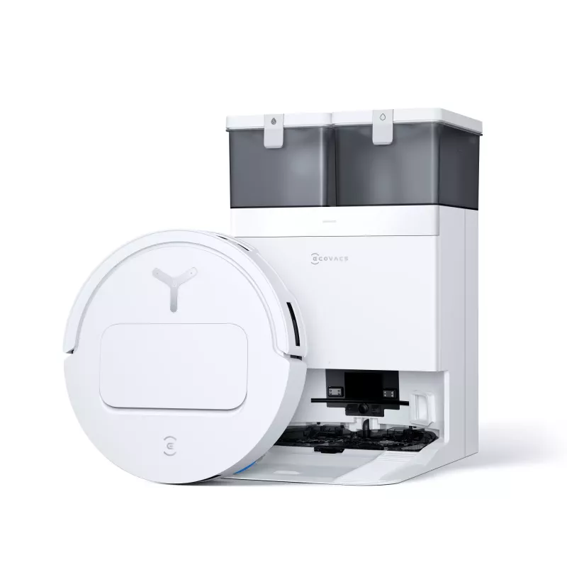 Robotas dulkių siurblys Ecovacs Deebot T50 Pro Omni — 185 min. veikimo laikas, 6400 mAh baterija, 3 L bazės dulkių talpa, D-ToF lidar navigacija, šlapias valymas, 9 mm įveikiama kliūtis