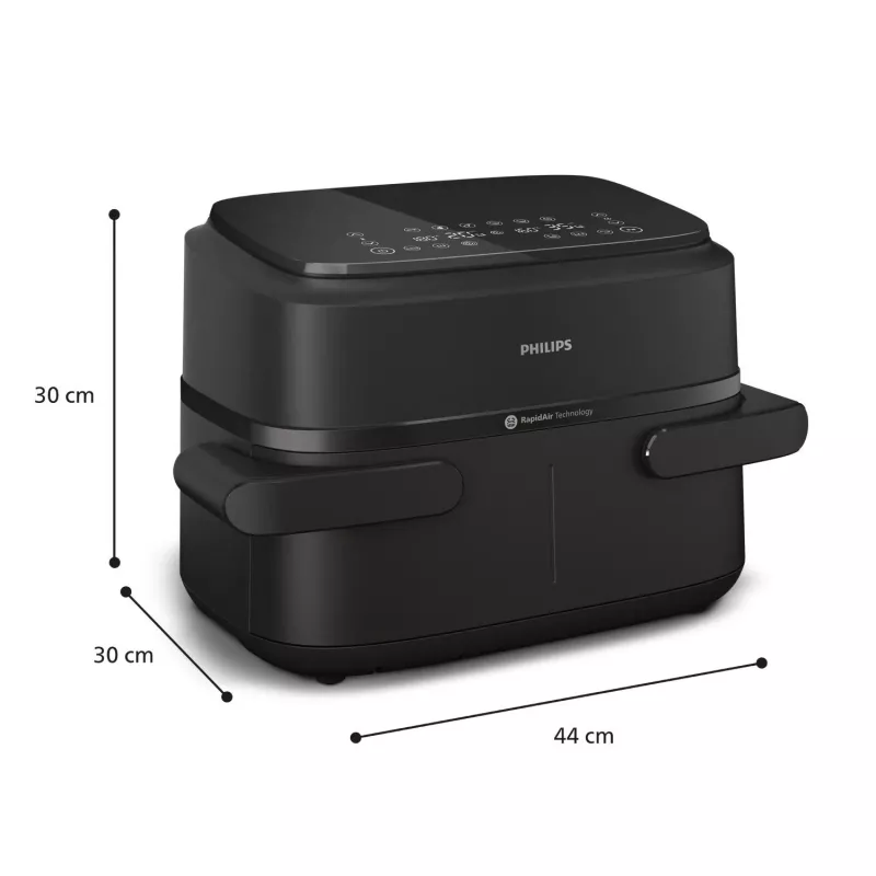Philips 1000 serija NA150/00 gruzdintuvė Dviguba 7 L Laisvai pastatoma 2450 W Karšto oro gruzdintuvė Juoda