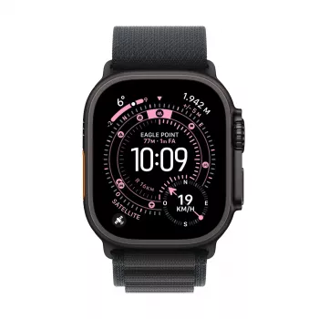 Išmanusis laikrodis Apple Watch Ultra 3 GPS + Cellular 49mm juodo titano korpusas su juodu Alpine Loop vidutiniu dirželiu