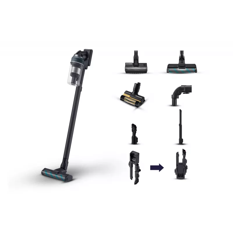 2-in-1 stick vacuum Samsung VS20C8524TB — cordless, 25.2V Li‑Ion, 60 min runtime, 210W motor, multi-cyclonic, LED brush
