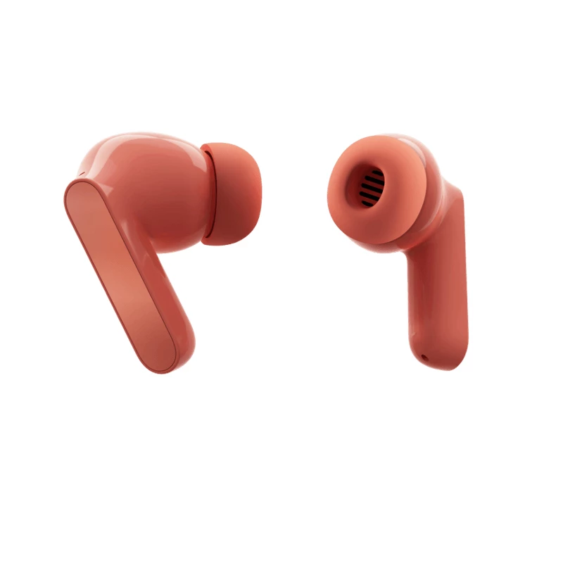 Belaidės į ausis įdedamos ausinės Motorola Moto Buds — Coral, Bluetooth 5.3, ANC, Dolby Atmos, 9 h atkūrimo (42 h su dėklu)