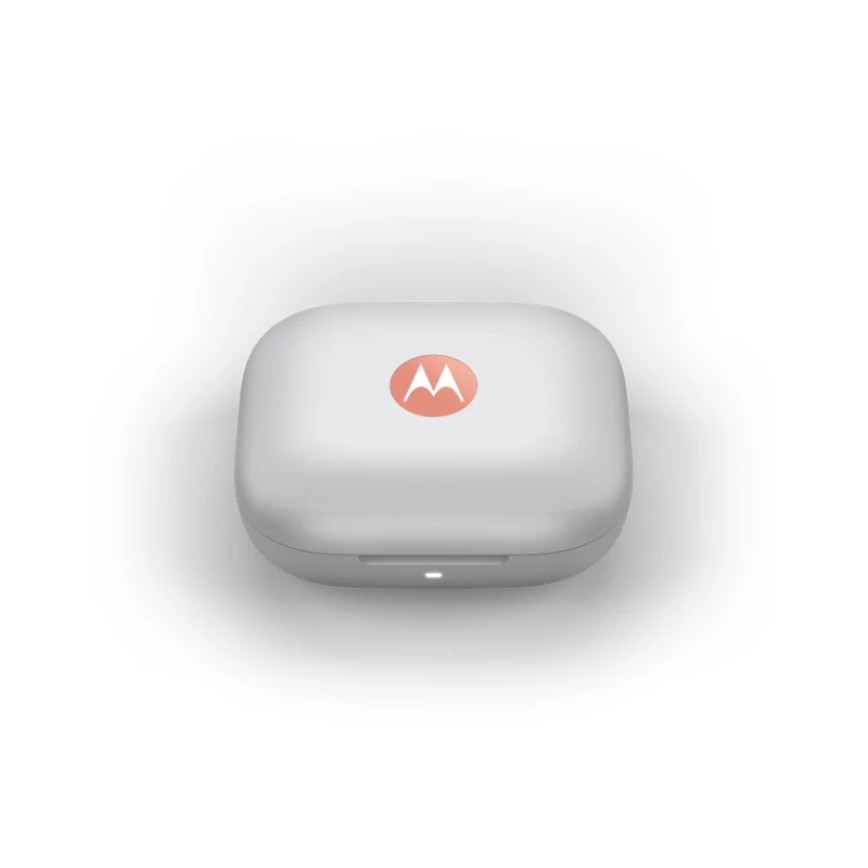 Belaidės į ausis įdedamos ausinės Motorola Moto Buds — Coral, Bluetooth 5.3, ANC, Dolby Atmos, 9 h atkūrimo (42 h su dėklu)