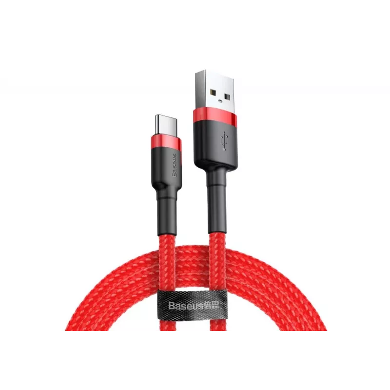 BASEUS pintas Cafule greito įkrovimo laidas - USB Type-A į Type-C 2A - 2m - raudonas (nailonas)