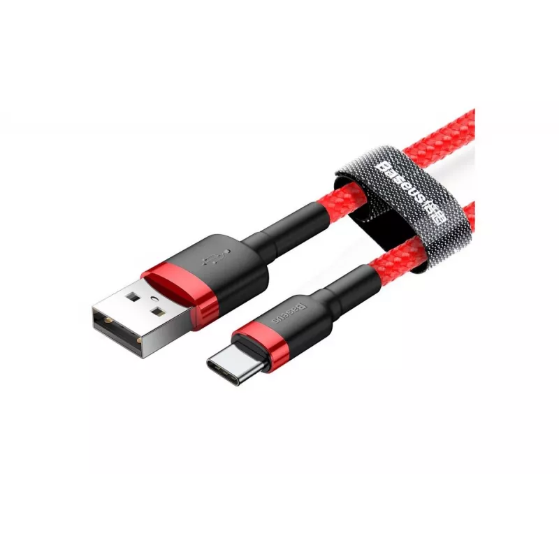 BASEUS pintas Cafule greito įkrovimo laidas - USB Type-A į Type-C 2A - 2m - raudonas (nailonas)
