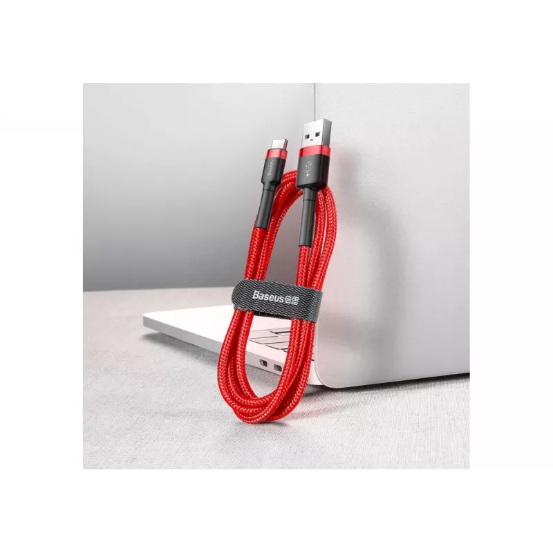 BASEUS pintas Cafule greito įkrovimo laidas - USB Type-A į Type-C 2A - 2m - raudonas (nailonas)
