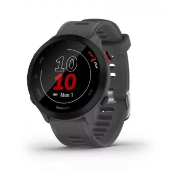 Išmanusis laikrodis GARMIN Forerunner 55, apvalus 42 mm korpusas, pilkos spalvos, silikoninis dirželis, GPS/GLONASS/Galileo, 5 ATM atsparumas vandeniui
